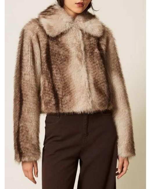 Twinset Brown Polyester Giacca Jacket