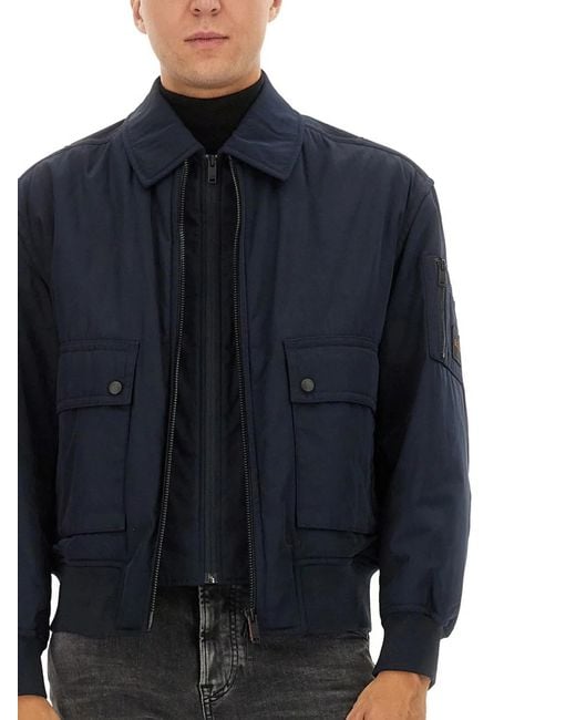 Boss Blue Bomber Jacket With Removable Lining for men