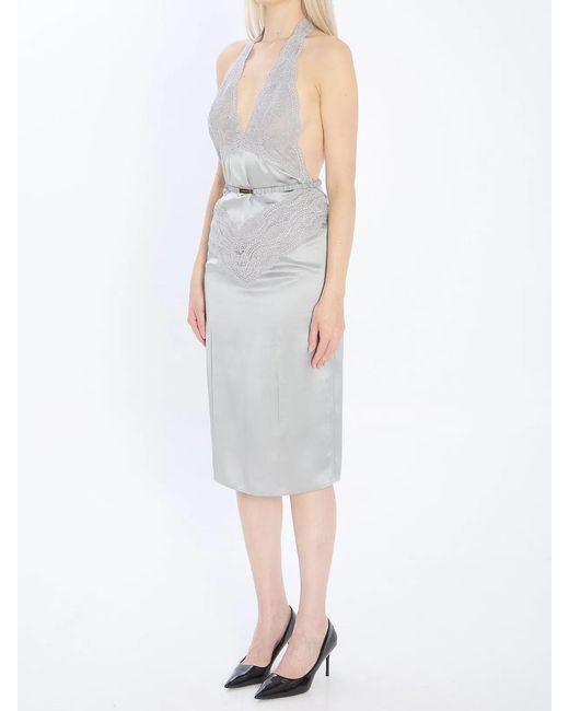 Gucci White Silk Satin Dress