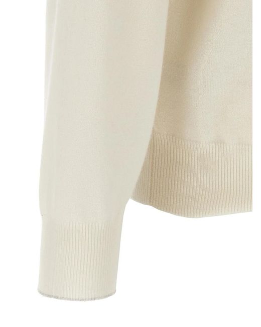 Brunello Cucinelli White Cashmere Sweater for men