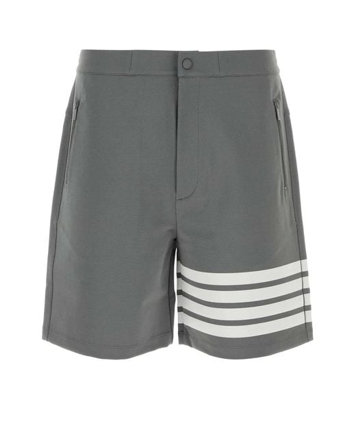 Thom Browne Gray Grey Stretch Jersey Bermuda Shorts for men