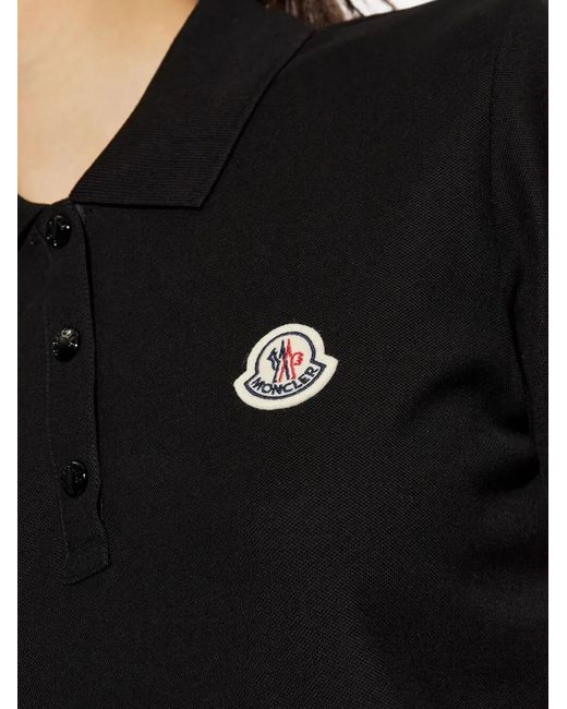Moncler Black Logo Patch Cotton Piqué Polo Shirt