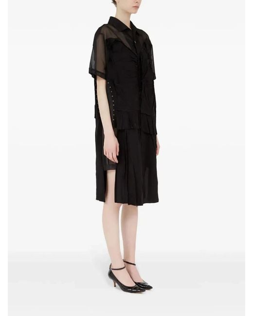 Maison Margiela Black Mesh Shirt Dress