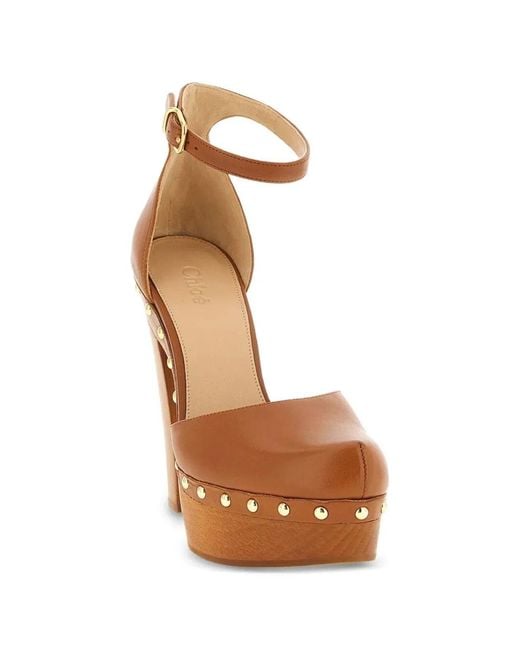Chloé White Platform Pumps With Studs