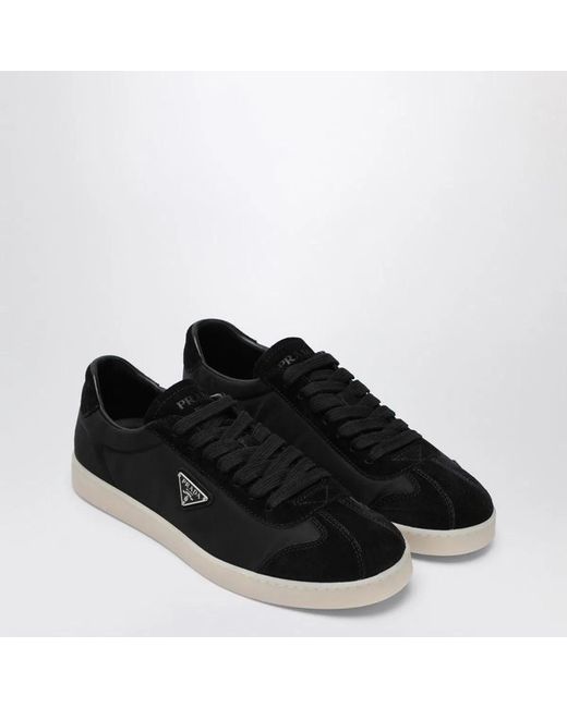 Prada Black Fabric And Suede Sneakers for men