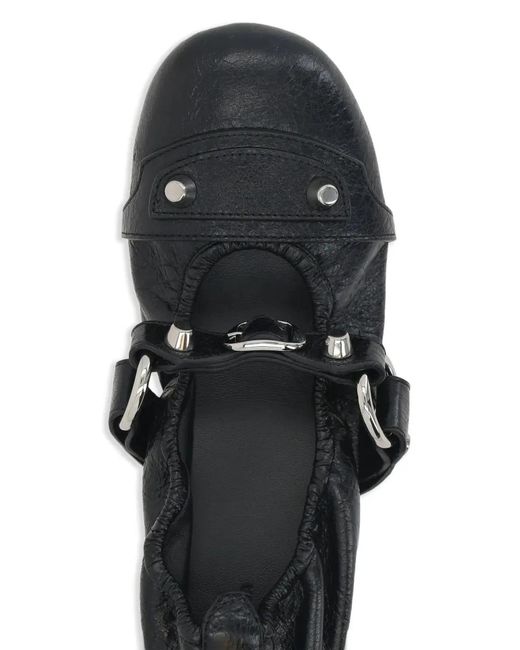 Balenciaga Black City Leather Ballets