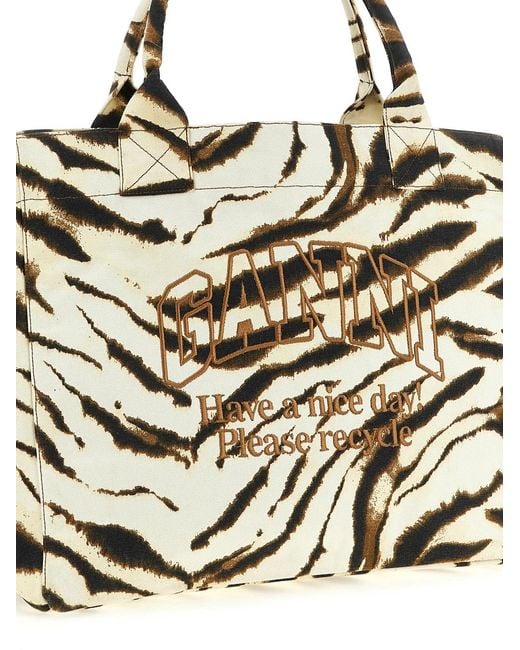 Ganni Metallic 'Xxl Zebra' Shopping Bag