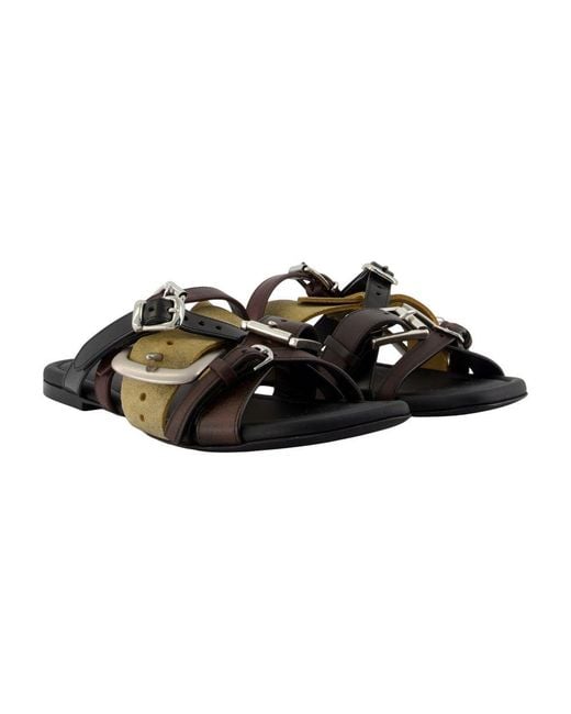 Acne Black Leather Flat Sandals