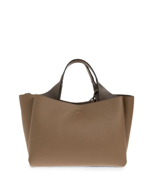 Tod's Brown T Timeless Mini Leather Tote Bag