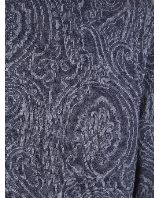 Etro Blue Round Neck Sweater for men