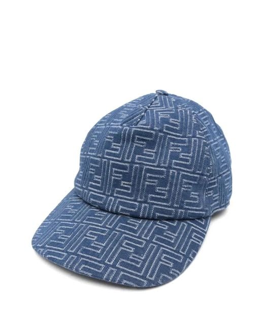 Fendi Blue Ff Jeans Baseball Cap for men