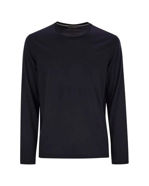 Herno Blue Wool Jersey T-Shirt for men