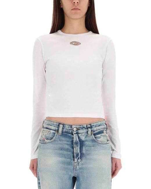 DIESEL White Tshirt Tuncutielonglsod
