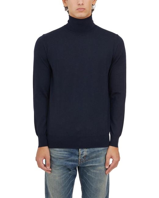 Paolo Pecora Blue Maglia Lupetto for men