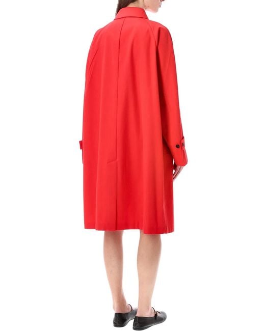 Prada Red Single-Breasted Gabardine Coat