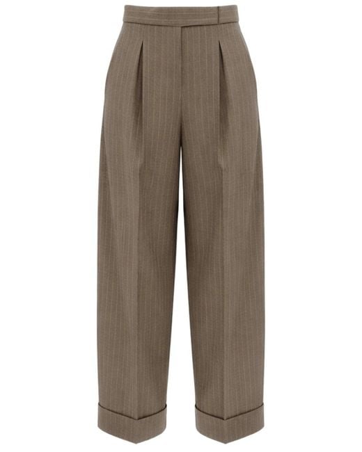 Max Mara Brown Pinstripe Pants