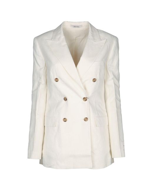 Calvin Klein White Relaxed Linen Db Breasted Blazer
