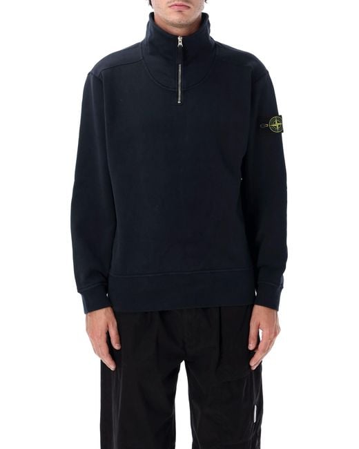 Stone Island Blue Half Zip Fleece for men