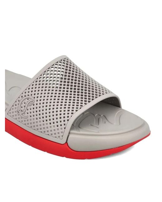 Christian Louboutin White Easy Breezy Pool Slides for men