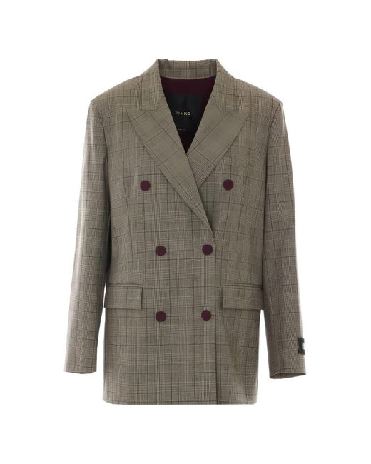 Pinko Gray Polyester Wool Jacket