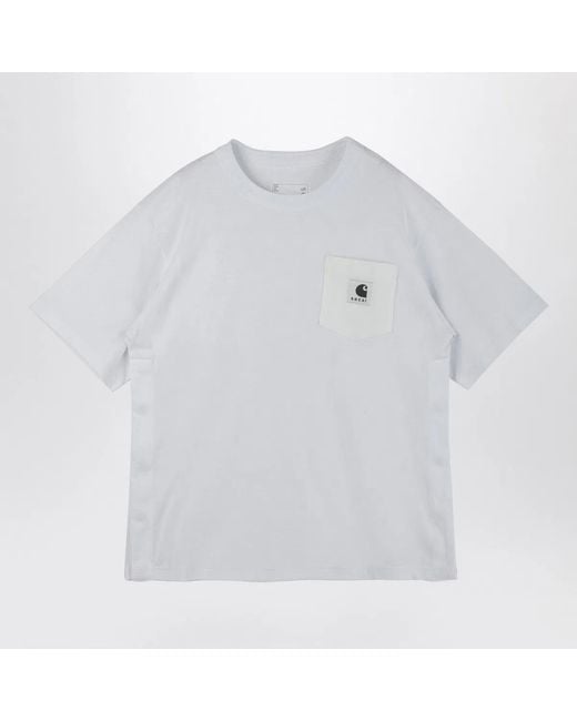 SACAI X CARHARTT WIP White Cotton T-Shirt With Logo Patch