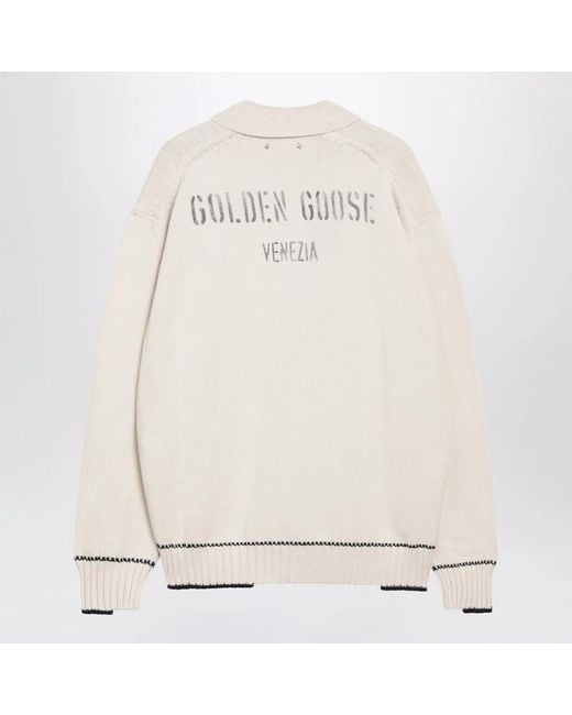Golden Goose Deluxe Brand White Polo Rindley With Logo Print for men