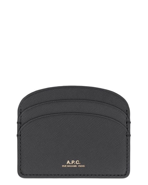 A.P.C. Black Demi Lune Leather Card Holder