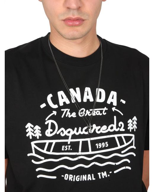 DSquared² Black Logo Print T Shirt for men