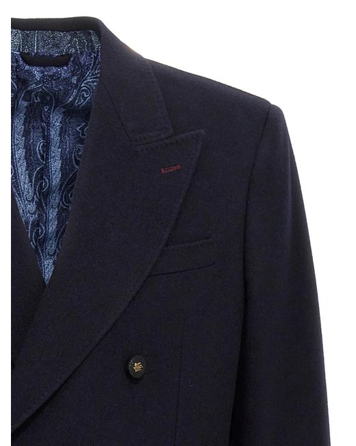 Etro Blue 'Decorative Basting' Blazer for men