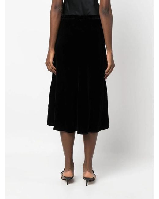 Gold Hawk Black Velvet Long Skirt