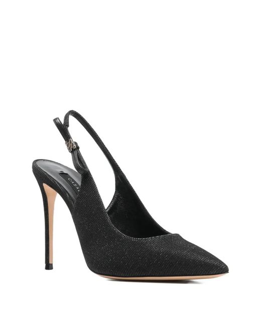 Casadei Black "Chanel" Triniton Sling Back