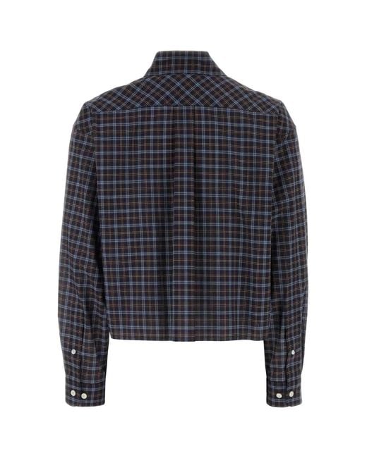 Miu Miu Blue Embroidered Cotton Shirt