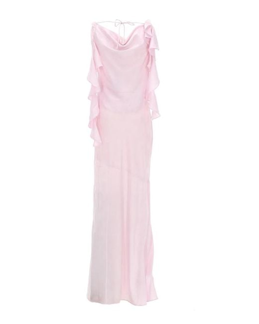 ROTATE BIRGER CHRISTENSEN Pink Long Waterfall Dress