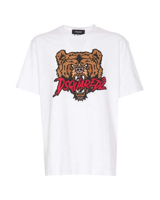DSquared² White Bear Logo Regular Fit T-Shirt for men