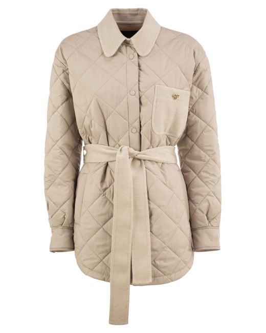 Fabiana Filippi Natural Quilted Jacket With Wool Belt