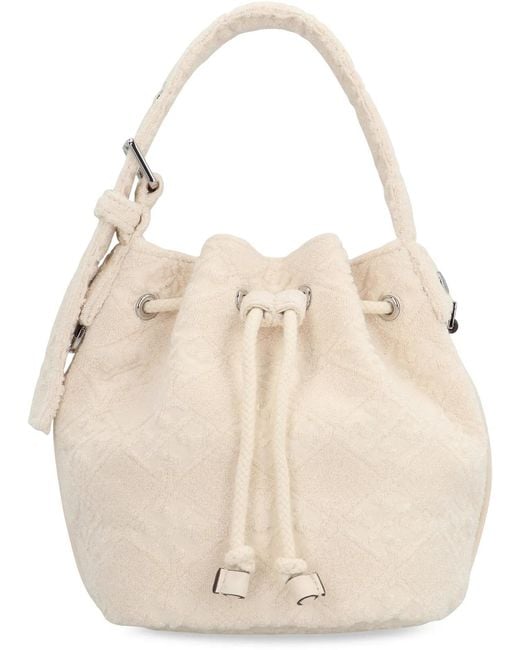 Tory Burch Natural T Monogram Mini Bucket Bag