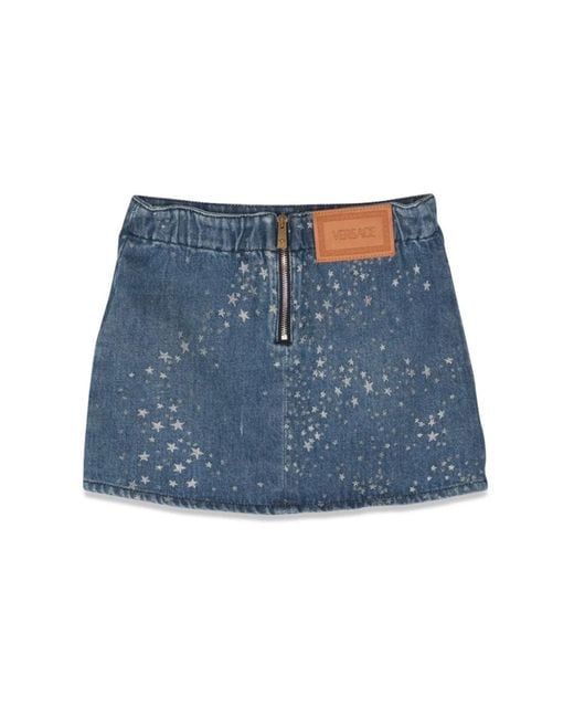 Versace Blue Glitter Denim Skirt