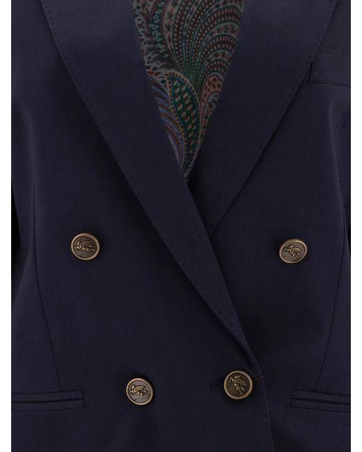 Etro Blue Cotton Elastane Jacket