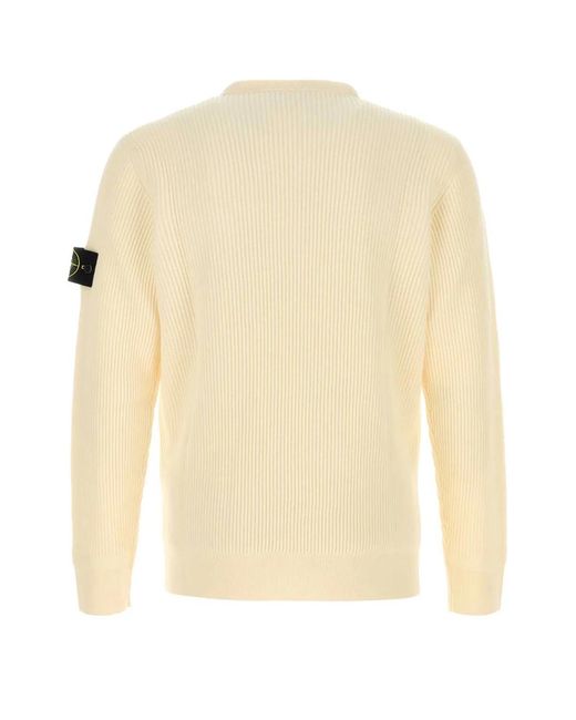 Stone Island Natural Cream Wool Sweater for men