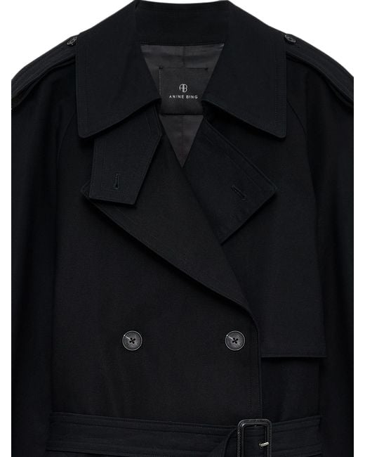 Anine Bing Black Cotton Maxi Trench Coat