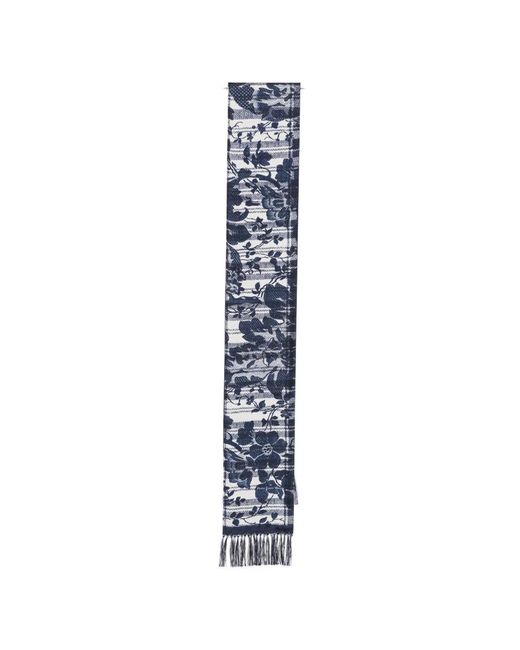 Pierre Louis Mascia Blue Printed Silk Scarf