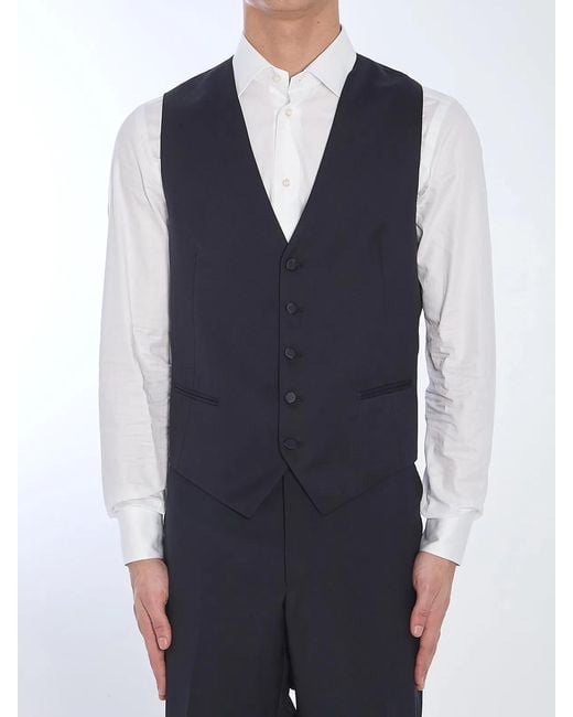 Tagliatore Blue Wool Vest for men