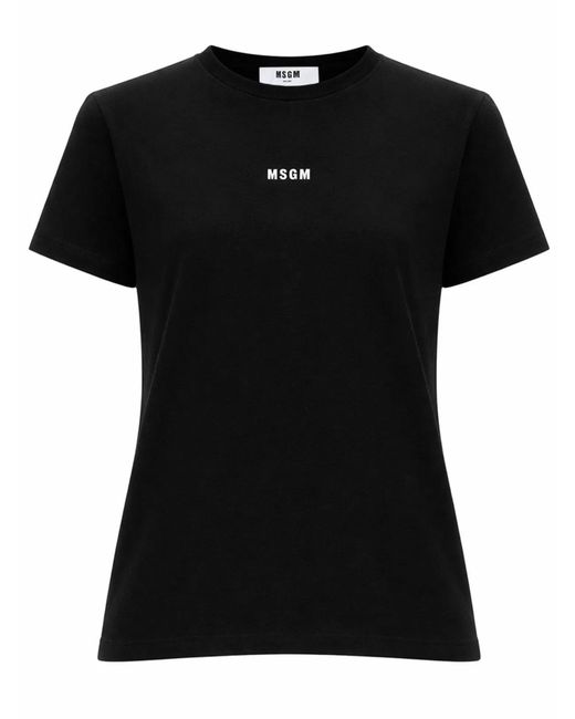 MSGM Black T-Shirt Con Micro Logo