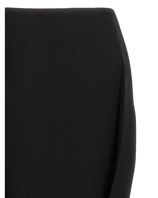 Prada Black Virgin Wool Midi Skirt