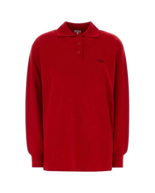Loewe Red Stretch Cashmere Blend Polo Shirt