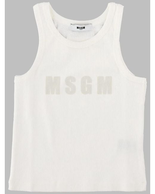 MSGM White Ribbon Tank Top Girl