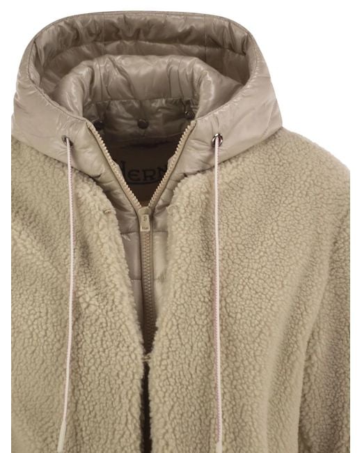 Herno Natural Teddy Jacket With Padded Hood