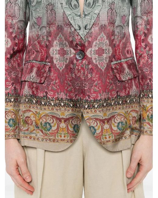Pierre Louis Mascia Red Silk Single-Breasted Jacket