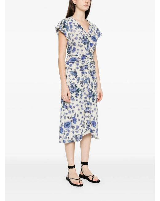 Isabel Marant Blue Terenae Dress Flower Print