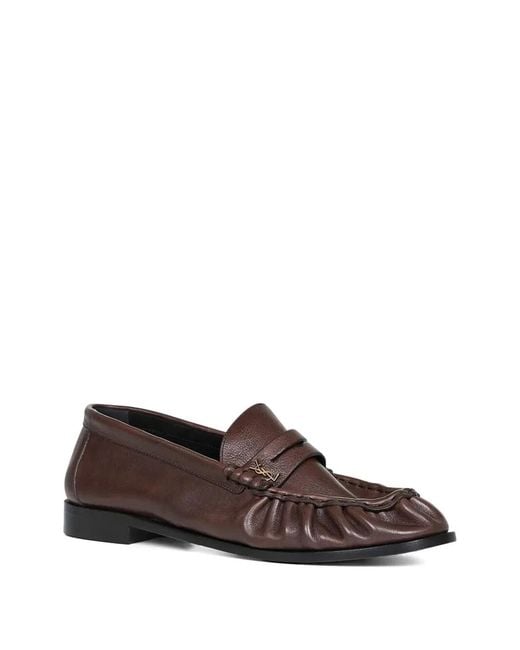 Saint Laurent Brown Soft Leather Loafers for men